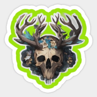 Cool Deer skull  with flowers Sticker